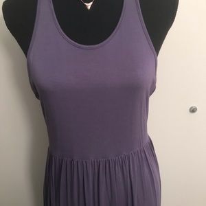 Purple A-Line Stretchy Racerback Tank Maxi Dress